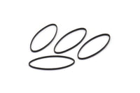 Black Oval Connectors, 24 Oxidized Black Brass Oval Connectors (25x10mm) Bs-1668