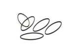 Black Oval Connectors, 24 Oxidized Black Brass Oval Connectors (25x10mm) Bs-1668