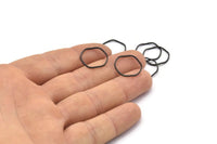 Black Circle Rings, 24 Oxidized Black Brass Wavy Circle Rings, Charms (16.5x0.80mm) BS 1757 H1316