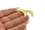 Brass Moon Charm, 12 Raw Brass Crescent Moon Charms With 3 Holes (30x7x0.80mm) A2127