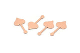 Copper Heart Blank, 24 Raw Copper Spade Blanks, Stamping Blanks (20x9x0.80mm) M02023
