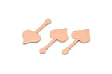 Copper Heart Blank, 24 Raw Copper Spade Blanks, Stamping Blanks (20x9x0.80mm) M02023