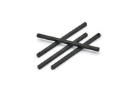 Siyah Kolye Çubuğu, 10 Oksitlenmiş Siyah Pirinç Çubuk, Gümüş Kolye, 1 Delikli Gümüş Takılar (2x40mm) BS 1753 H0914