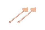 Copper Heart Charm, 24 Raw Copper Spade Charms With 1 Hole (40x9x0.80mm) M02027