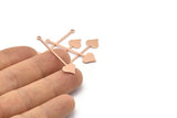 Copper Heart Charm, 24 Raw Copper Spade Charms With 1 Hole (40x9x0.80mm) M02027