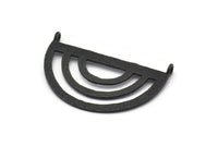 Black Pendant, 2 Oxidized Black Brass Semi Circle Pendant With 2 Loops (38x23x0.9mm) BS 1947