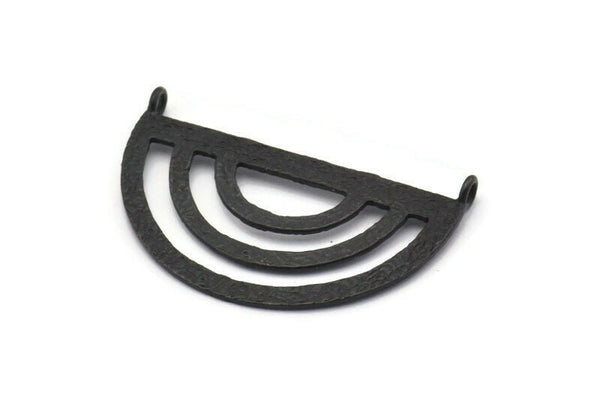 Black Pendant, 2 Oxidized Black Brass Semi Circle Pendant With 2 Loops (38x23x0.9mm) BS 1947