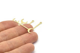 Brass Moon Charm, 24 Raw Brass Crescent Charms With 1 Loop (30x9x0.80mm) M02039