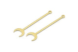 Brass Moon Charm, 24 Raw Brass Crescent Charms With 1 Loop (40x9x0.80mm) M02037