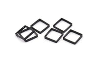 Siyah Kare Charm, 2 Delikli 8 Oksitlenmiş Siyah Pirinç Kare Konnektör (18x3x0,80 mm) BS 1740 H1315