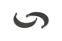 Siyah Ay Kolye, 2 Halkalı 3 Çekiçlenmiş Oksitlenmiş Siyah Pirinç Hilal Kolye (29,5x7,5x1 mm) BS 1895