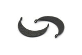 Siyah Ay Kolye, 2 Halkalı 3 Çekiçlenmiş Oksitlenmiş Siyah Pirinç Hilal Kolye (29,5x7,5x1 mm) BS 1895