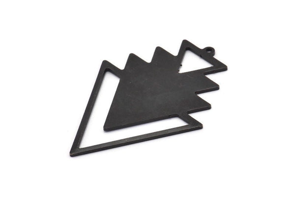 Siyah Üçgen Tılsımı, 1 Döngülü 2 Oksitlenmiş Siyah Pirinç Ağaç Tılsımı (49x33x1mm) M01229