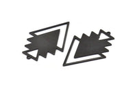 Siyah Üçgen Tılsımı, 1 Döngülü 2 Oksitlenmiş Siyah Pirinç Ağaç Tılsımı (49x33x1mm) M01229