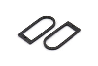 D Shape Charm, 4 Hammered Oxidized Black Brass D Shape Charms With 1 Hole (29x13x1.3mm) BS 1873