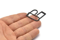 D Shape Charm, 4 Hammered Oxidized Black Brass D Shape Charms With 1 Hole (29x13x1.3mm) BS 1873