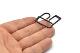 D Shape Charm, 4 Hammered Oxidized Black Brass D Shape Charms With 1 Hole (29x13x1.3mm) BS 1873