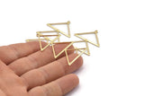Brass Triangle Charm, 4 Raw Brass Triangle Charms With 1 Loop (47x30x1mm) M01783