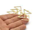 Brass Triangle Charm, 4 Raw Brass Triangle Charms With 1 Loop (47x30x1mm) M01806