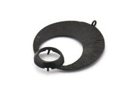 Black Crescent Pendant, Oxidized Black Brass Crescent Pendants With 1 Loop and 12.5mm Pad Setting (44x36x1mm) BS 1922