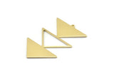Brass Triangle Charm, 4 Raw Brass Triangle Charms With 1 Loop (47x30x1mm) M01796
