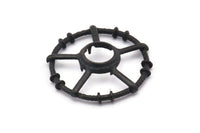 Black Circle Charm, 2 Oxidized Black Brass Round Pendants - Pad Size 10mm (34x6x2mm) BS 1898