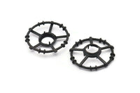 Black Circle Charm, 2 Oxidized Black Brass Round Pendants - Pad Size 10mm (34x6x2mm) BS 1898