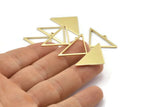 Brass Triangle Charm, 4 Raw Brass Triangle Charms With 1 Loop (47x30x1mm) M01792