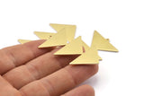 Brass Triangle Charm, 4 Raw Brass Triangle Charms With 1 Loop (47x30x1mm) M01802