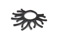Black Sun Charm, Oxidized Black Brass Sun Pendants (45x37x1.5mm) BS 1943 H1341