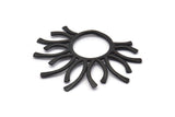 Black Sun Charm, Oxidized Black Brass Sun Pendants (45x37x1.5mm) BS 1943 H1341