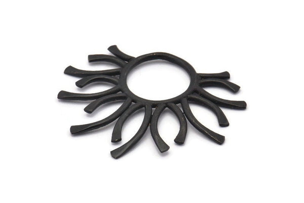 Black Sun Charm, Oxidized Black Brass Sun Pendants (45x37x1.5mm) BS 1943 H1341