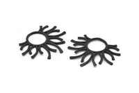 Black Sun Charm, Oxidized Black Brass Sun Pendants (45x37x1.5mm) BS 1943 H1341
