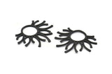Black Sun Charm, Oxidized Black Brass Sun Pendants (45x37x1.5mm) BS 1943 H1341