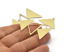 Brass Triangle Charm, 4 Raw Brass Triangle Charms With 1 Loop (47x30x1mm) M01793
