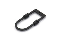 D Shape Charm, 2 Hammered Oxidized Black Brass D Shape Charms With 1 Hole (29x15x1.3mm) BS 1874