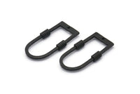 D Shape Charm, 2 Hammered Oxidized Black Brass D Shape Charms With 1 Hole (29x15x1.3mm) BS 1874