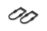 D Shape Charm, 2 Hammered Oxidized Black Brass D Shape Charms With 1 Hole (29x15x1.3mm) BS 1874