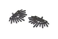 Ay Evreleri Tılsımı, 1 Döngülü 2 Çekiçlenmiş Oksitlenmiş Siyah Pirinç Ay Tılsımı (38x26x1,2 mm) N1477 H1334