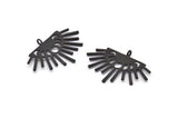 Ay Evreleri Tılsımı, 1 Döngülü 2 Çekiçlenmiş Oksitlenmiş Siyah Pirinç Ay Tılsımı (38x26x1,2 mm) N1477 H1334