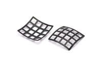 Siyah Kareler Charm, 6 Oksitlenmiş Siyah Pirinç Kare (23 mm) Bs 1280