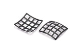 Siyah Kareler Charm, 6 Oksitlenmiş Siyah Pirinç Kare (23 mm) Bs 1280