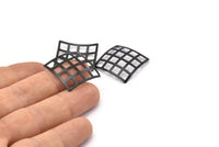 Siyah Kareler Charm, 6 Oksitlenmiş Siyah Pirinç Kare (23 mm) Bs 1280