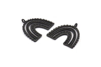 Black Charm, 2 Oxidized Black Brass, Black Pendants, Charm Pendants, Black U Shape Charms With 1 Loop (24x22x1.2mm) N1471 H1335