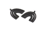 Black Charm, 2 Oxidized Black Brass, Black Pendants, Charm Pendants, Black U Shape Charms With 1 Loop (24x22x1.2mm) N1471 H1335