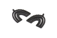 Black Charm, 2 Oxidized Black Brass, Black Pendants, Charm Pendants, Black U Shape Charms With 1 Loop (24x22x1.2mm) N1471 H1335