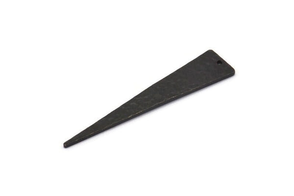 Siyah Üçgen Tılsımı, 1 Delikli 3 Çekiçlenmiş Oksitlenmiş Siyah Pirinç Üçgen Tılsımı (11x50x1,2 mm) N0276