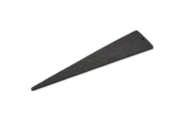 Black Triangle Charm, Hammered Oxidized Black Brass Triangle Charms With 1 Hole (14x63x1.2mm) N0435 H0510