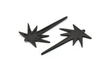 Black Boom Charm, 2 Oxidized Black Brass Boom Charms With 1 Loop (48x32x1.5mm) N1144 H1180
