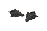 Black Badge Charm, 2 Oxidized Black Brass Rosette Pendants With 1 Loop - Pad Size 10mm (36x27mm) N1483 H1333